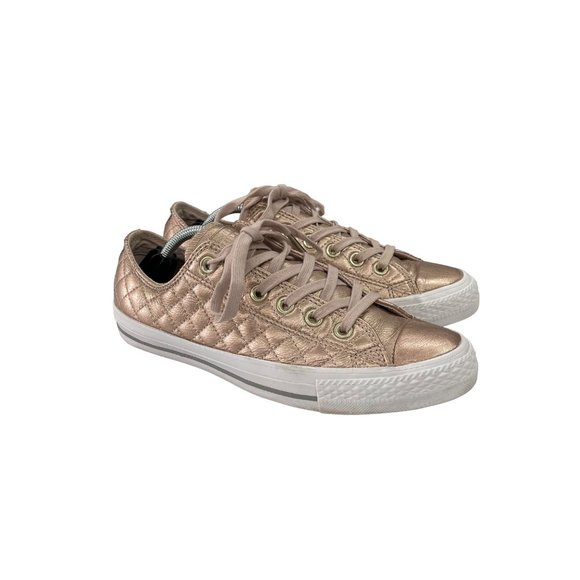 Quilted Gold Sneakers - Picture 1 of 8